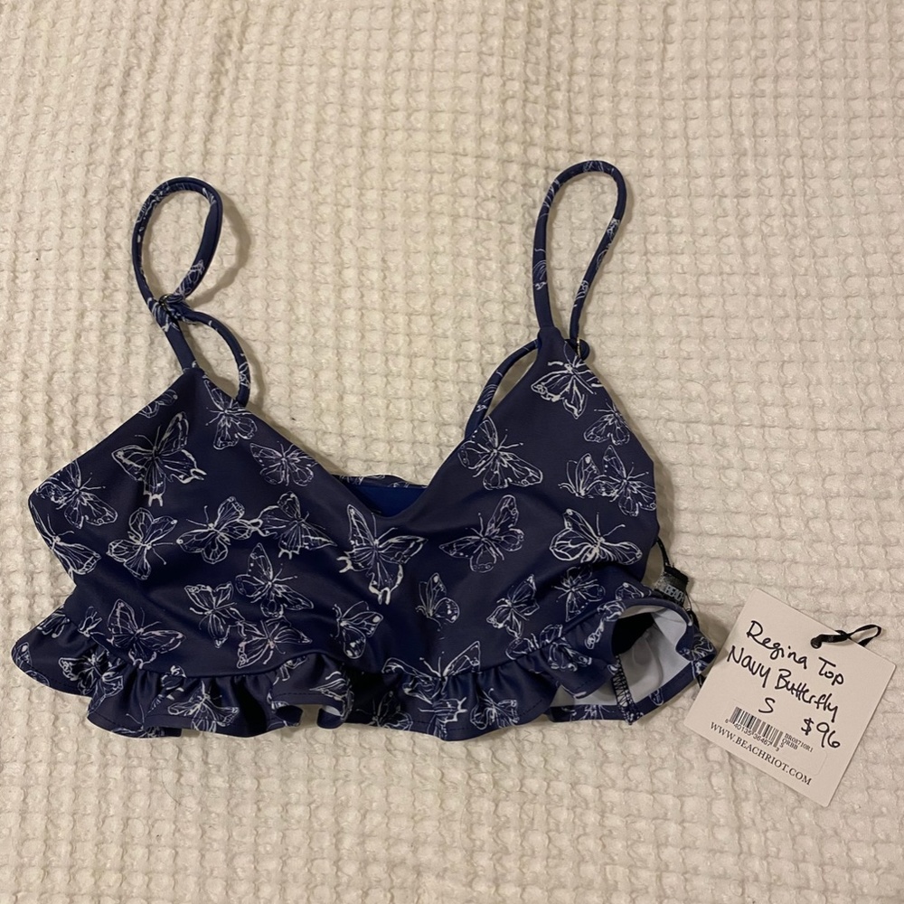 Beach Riot Regina Crop Top in Orchid Bloom Butterfly - NWT
